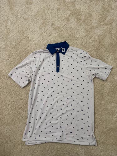 FootJoy Golf Shirt - White / Blue (Used)