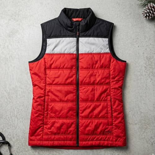 NEW CBUK by Cutter & Buck Women's Puffer Vest Large Red Colorblock Golf