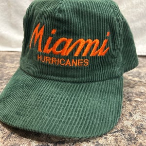 Vtg Miami Hurricanes Hat Cap - Green Corduroy