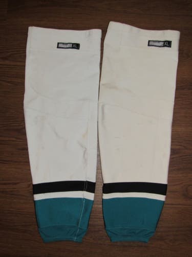 Worcester Sharks AHL Senior XL Pro Stock Reebok Game Hockey Socks (Used)