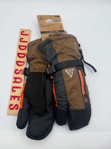 Nike ACG Therma-FIT ADV Split Mittens Mosswood Brown FZ6793-236 Size Small NWT