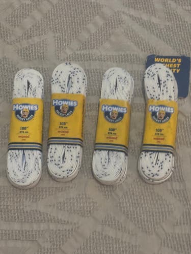 Howies Hockey White Waxed Skate Laces 4 Pairs Brand New