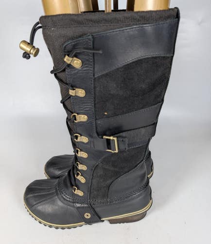 Sorel Conquest Carly Boots Womens Size: 7 Black Waterproof Winter Tall Lace Up
