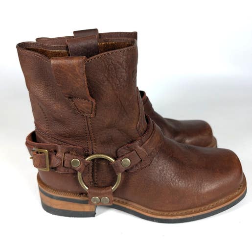 X Element Women Size 7 Brown Leather Motorcycle Biker Harness Boot Waterproof