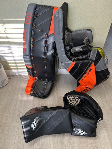 35" Warrior Ritual G3 Pro Goalie Leg Pads Pro Stock (Used)Bryan eclipse, senior blocker and glove.