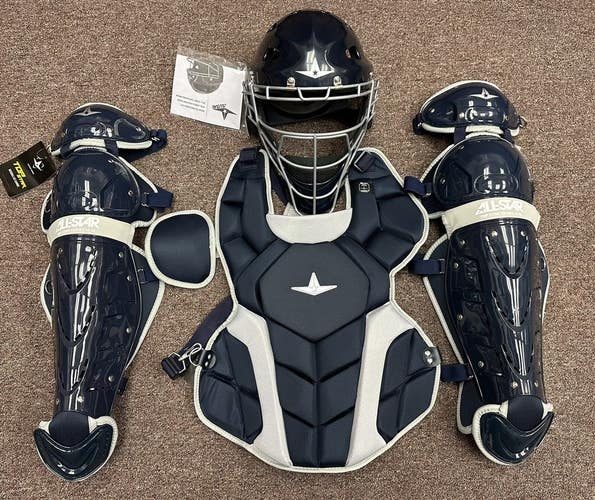 All Star Top Star Intermediate Ages 13-15 Baseball Catchers Gear Set - Navy Blue