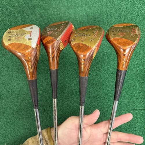 Titleist Model 90 Vintage Wood Set MRH 1-3-4-5 Woods Stiff Flex Steel Shafts