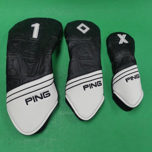 Ping Mr Pingman Core Black/White Driver, Fairway & Hybrid Headcovers SET OF 3