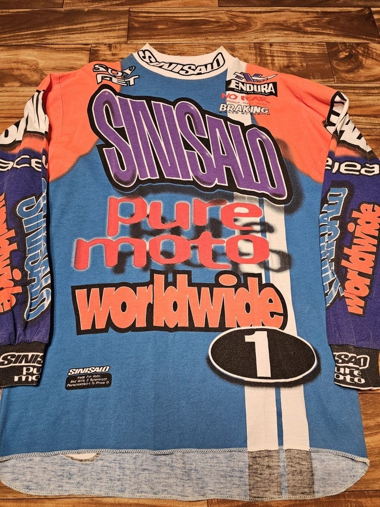 Vintage SINISALO Pure Motocross Dirtbike Racing Jersey All Over