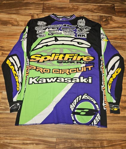 Vintage Team Splitfire Pro Circuit Kawasaki Team Issue Motocross Jersey Size XL