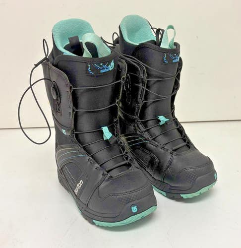 Burton Mint Black Leather Speed Lace All-Mtn Snowboard Boots US 6 EU 36.5 CLEAN