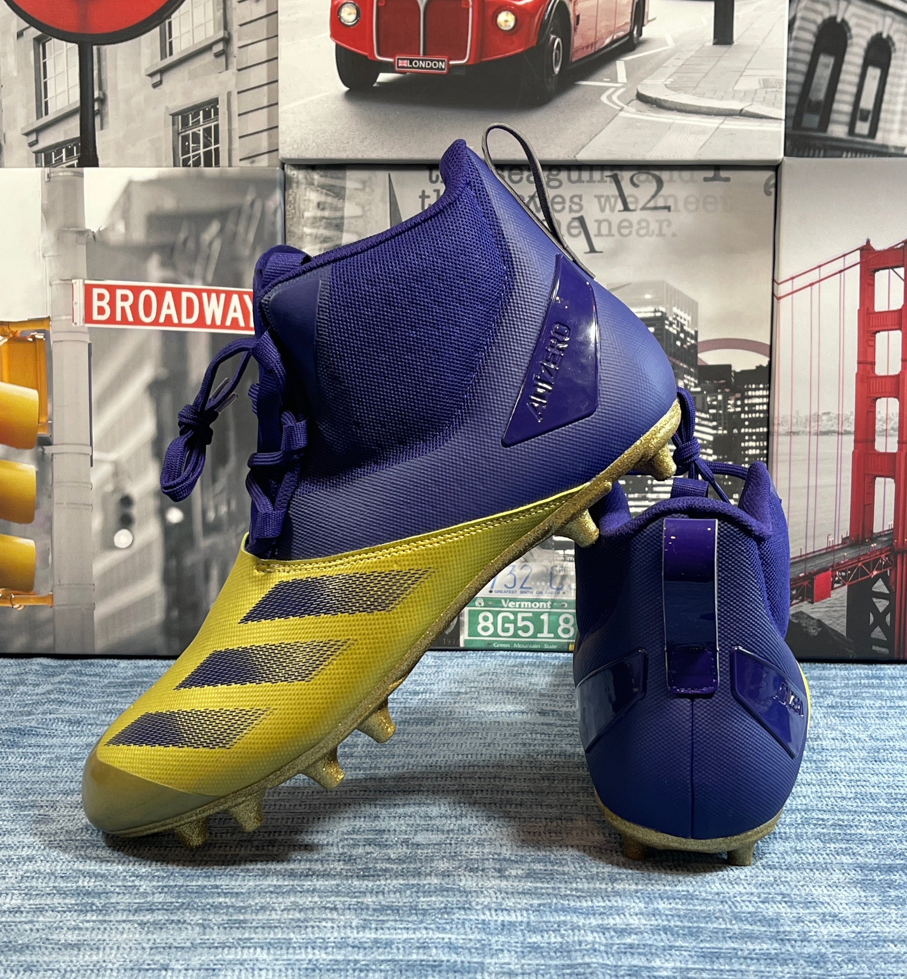 Adidas Men\'s SM Adizero Chaos 2E Football Cleats Gold Purple Sz 13 JH5735 NEW Adidas Adizero Anniversary Black Gold Football Cleats Men main image 4