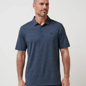 TravisMathew The Heater Polo Shirt Men's XXL Blue Performance Stretch Golf NWT