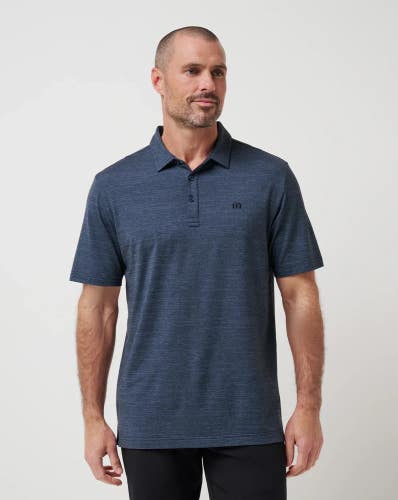 TravisMathew The Heater Polo Shirt Men's XXL Blue Performance Stretch Golf NWT