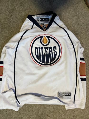 Edmonton Oilers White Large Men's Reebok Jersey (Used)