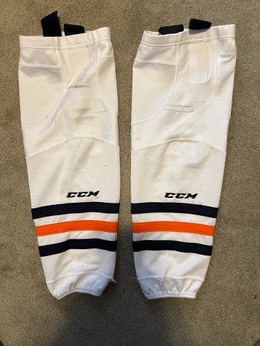 White Intermediate CCM Edge Socks (Used) - Edmonton Oilers