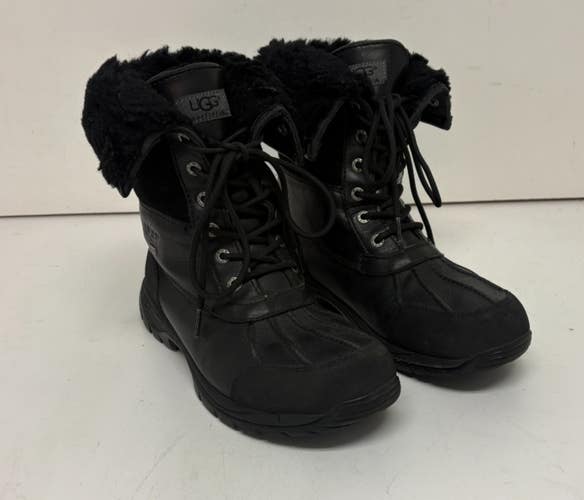 UGG Australia Butte Waterproof Black Shearling Leather Boots US Men's 9 EU 42