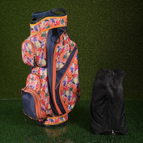 Glove It Ladies Cart Golf Bag Tipsy Tulip 15-Way Divider Navy/Orange Rain Hood