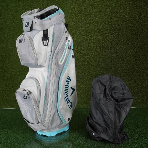 Callaway ORG 14 Ladies Cart Golf Bag 14-Way Divider Gray/Blue Womens +Rain Hood