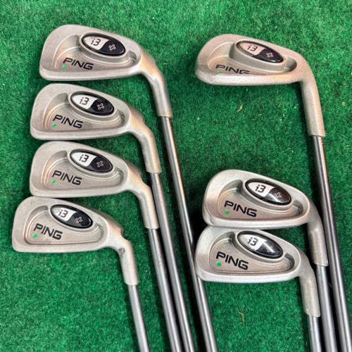 Ping Green Dot i3+ Blade Irons 3-8 PW Reg Flex RH Golf Club Matching S# NO GRIPS