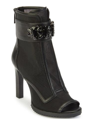 Karl Lagerfeld Paris Blayze Boots Womens 6.5 Black Peep Toe Ankle Bootie LION563