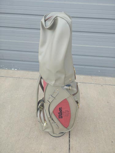 Vintage Wilson NFL Golf Bag Leather Made In USA w Raincover Nice