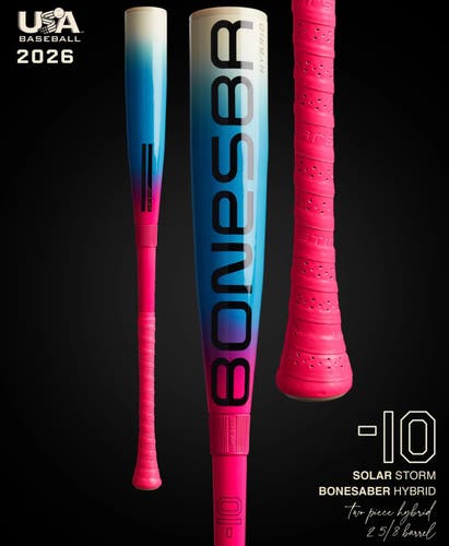 2026 BONESABER HYBRID "SOLAR STORM" USA BASEBALL BAT -10 (New)