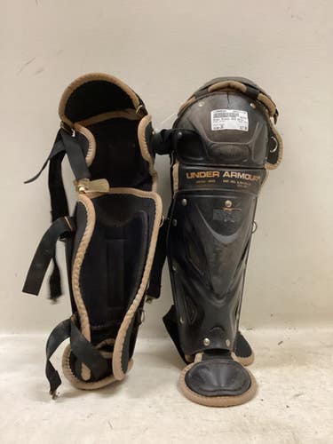 Used Under Armour JRVS Catchers Leg Guards Black Junior 11725-S000500264