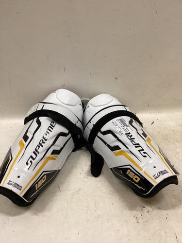 Used Bauer SUPREME 150 Junior Shin Guards White/Black/Yellow 11" 11725-S000500273