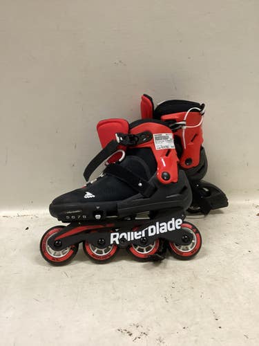 Used Rollerblade MICROBLADE ADJ 5-8 Senior Rec Fitness Skates Red Adjustable 11725-S000500565