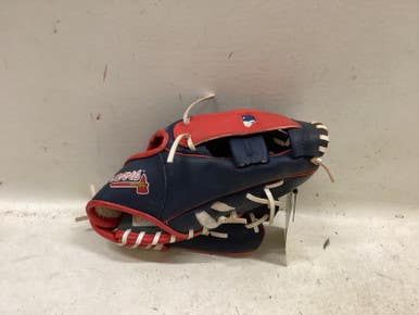Used Franklin MLB BRAVES BB/SB Glove RH Throw White/Red/Navy 9 1/2" 11725-S000500680