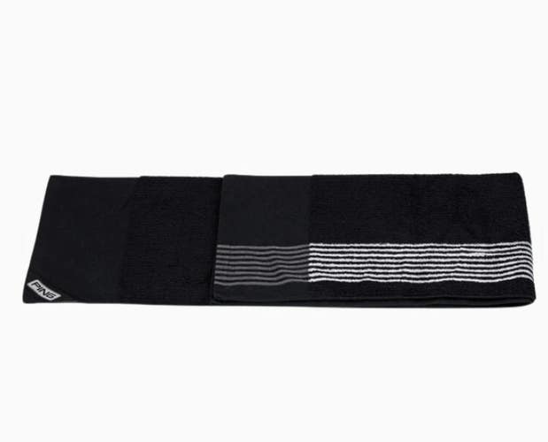 PING Players Golf Towel 100% Cotton Black/White 44" x 21" NEW