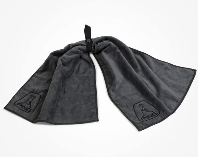 PING Bow Tie Golf Towel 100% Cotton Grey/Black 38" x 16" NEW