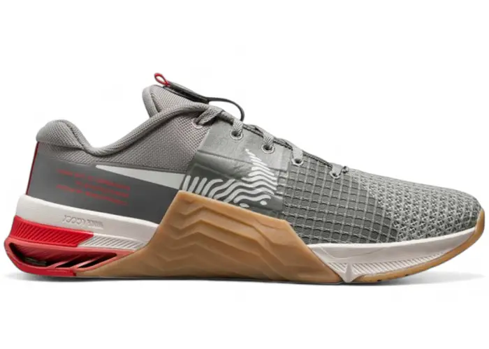 Size 14 - Nike Metcon 8 Flat Pewter Flat Pewter Light Crimson Gum DO9328-005