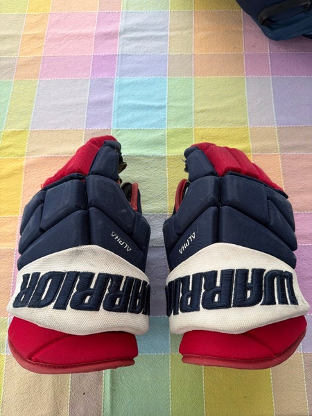 Navy Blue/Red/White Warrior Alpha Pro Gloves 13" (Used)
