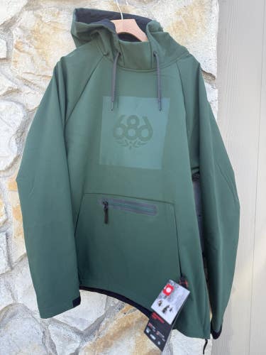 Mens 2026 Snowboard Jacket 686 Waterproof Hoody 10k Size Medium NWT Green