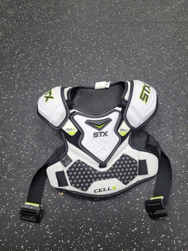 Used STX CELL IV Lacrosse Shoulder Pads White SM 11849-S000039157
