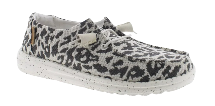 Size 6 - Hey Dude Women's Cheetah Grey Wendy Woven Shoes 40052-1GL