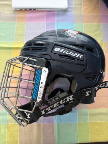 Navy Blue Small Bauer IMS 5.0 Helmet (Used) (Small Size 6 1-2 To Large Size 7 5/8) (With Bauer Cage)