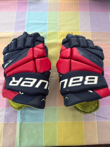Navy Blue/Red/White Bauer Vapor X2.9 Gloves 12" (Used)