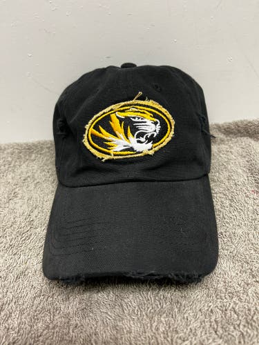 Missouri Tigers Adjustable OSFA Baseball Hat Distressed Black Embroidered Cap
