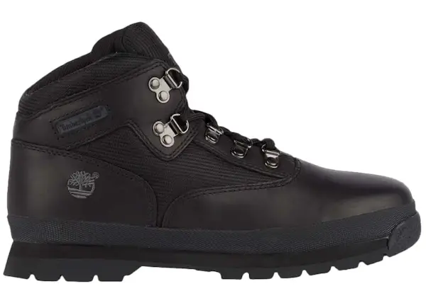 Size 5Y - Timberland Euro Hiker Mid Lace Up Boot Black (GS) TB096948-001