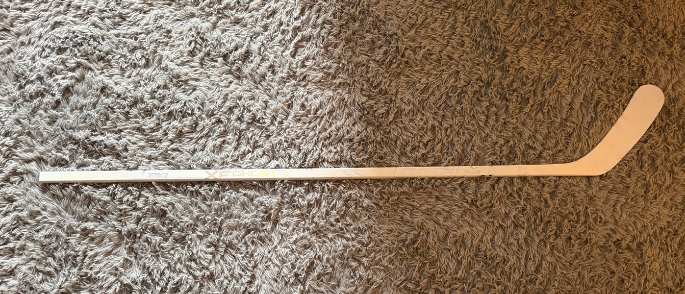 Senior CCM XF Ghost (All white) Left Hand Hockey Stick P92 75 Flex Pro Stock (Used)