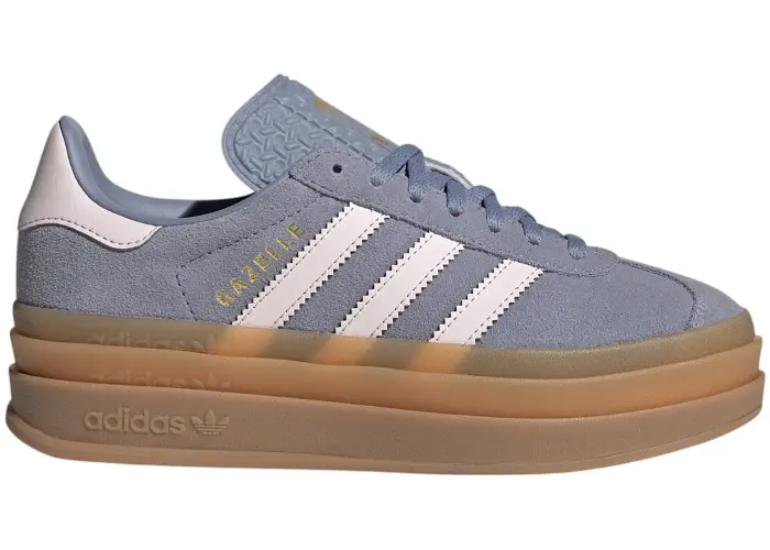 Size 7 - adidas Gazelle Bold Silver Violet Almost Pink Gum (GS) JQ1297