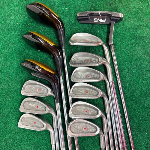 PING EYE2 Red Dot Golf Club Set 5 3 1 Woods 3-9i PW SW Scottsdale Anser 2 Putter