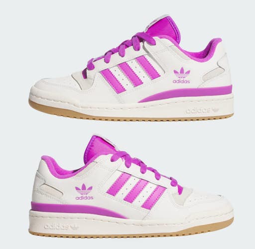 Size 7 - adidas Forum Low CL Cloud White Purple Burst (Women's) JR0474
