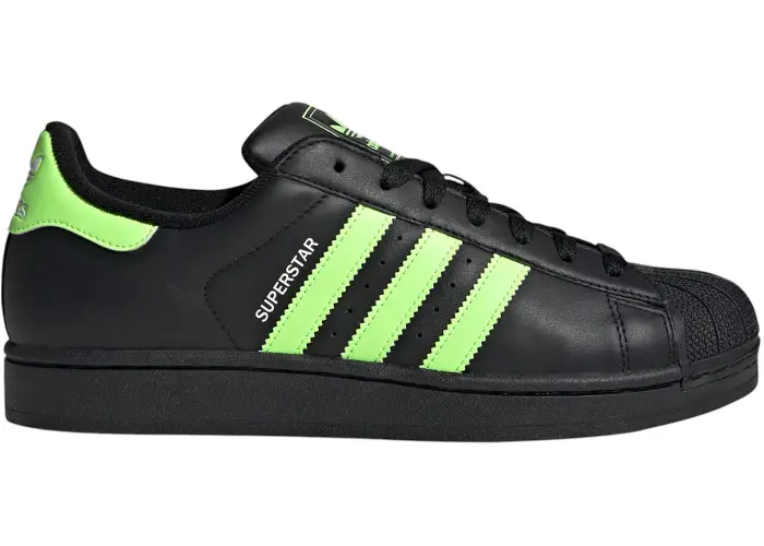 Size 6 - adidas Superstar II Core Black Signal Green Cloud White JQ3175
