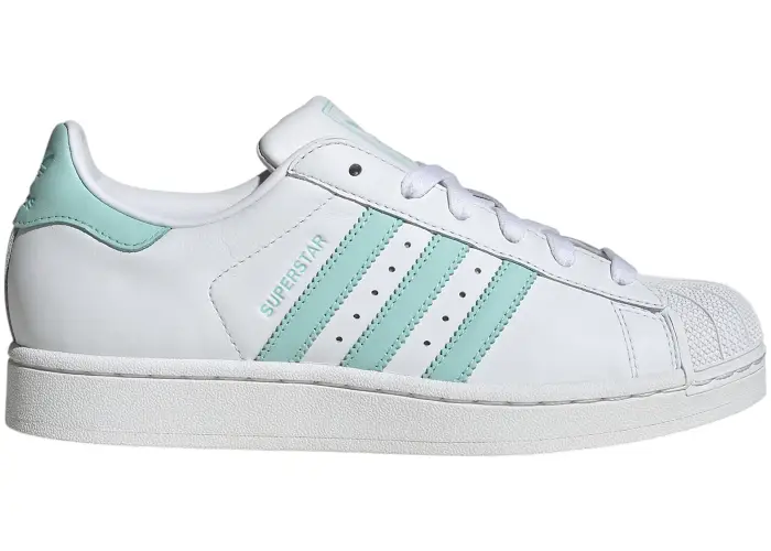 Size 10 - adidas Superstar II Cloud White Semi Flash Aqua Easy Mint (Women's) JH