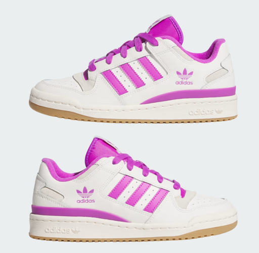 Size 7 - adidas Forum Low CL Cloud White Purple Burst (Women's) JR0474