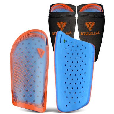 New Atletico Soccer Shin Guards Orange/Blue- Large 11859-VIZ664181065779